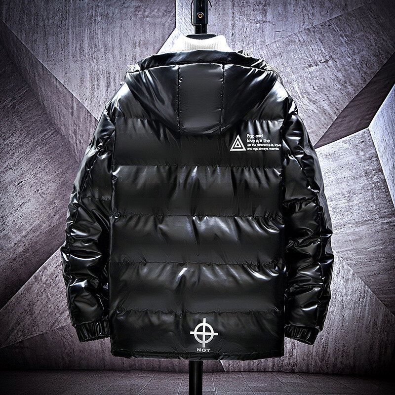 Men's glossy padded jacket with hood and thermal insulation filling Chichicherry