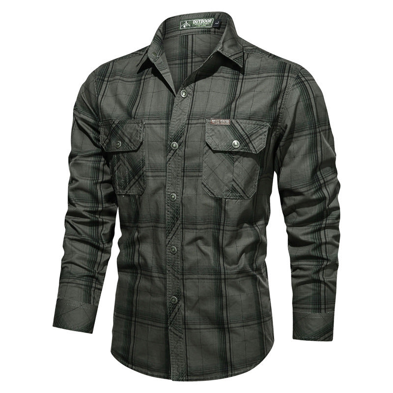 Men's checked utility shirt with chest flap pockets and reinforced canvas finish Chichicherry