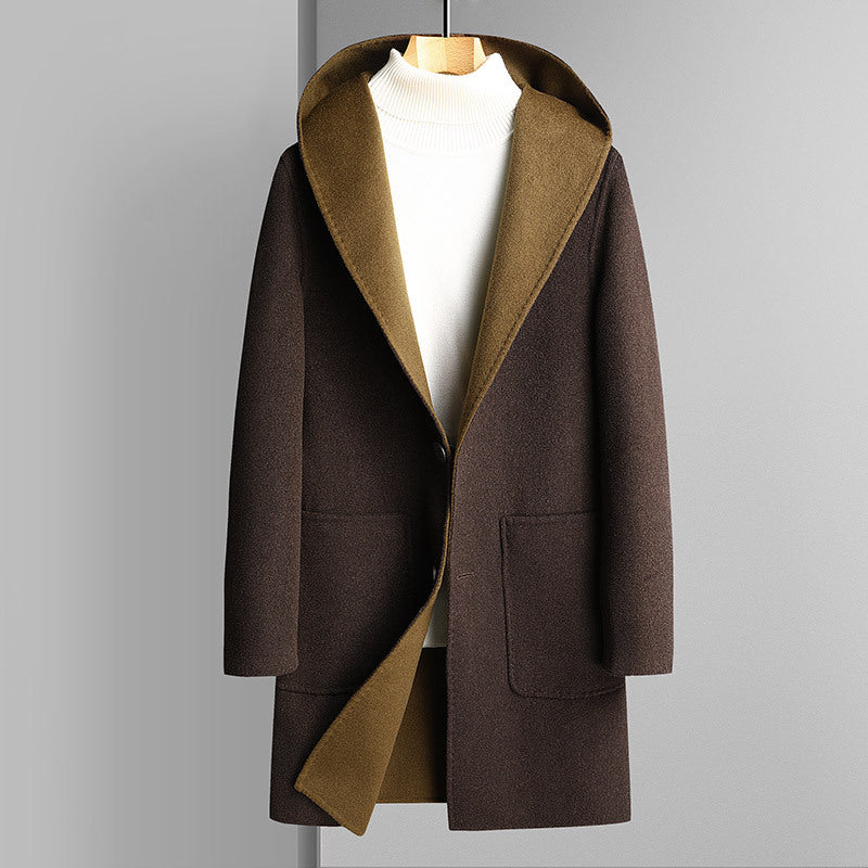 Men's Reversible Wool Coat with Hood Chichicherry