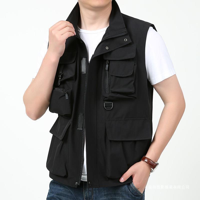 Men's Multi-Pocket Outdoor Vest with D-Ring, Zip Pockets and Removable Pocket Module Chichicherry