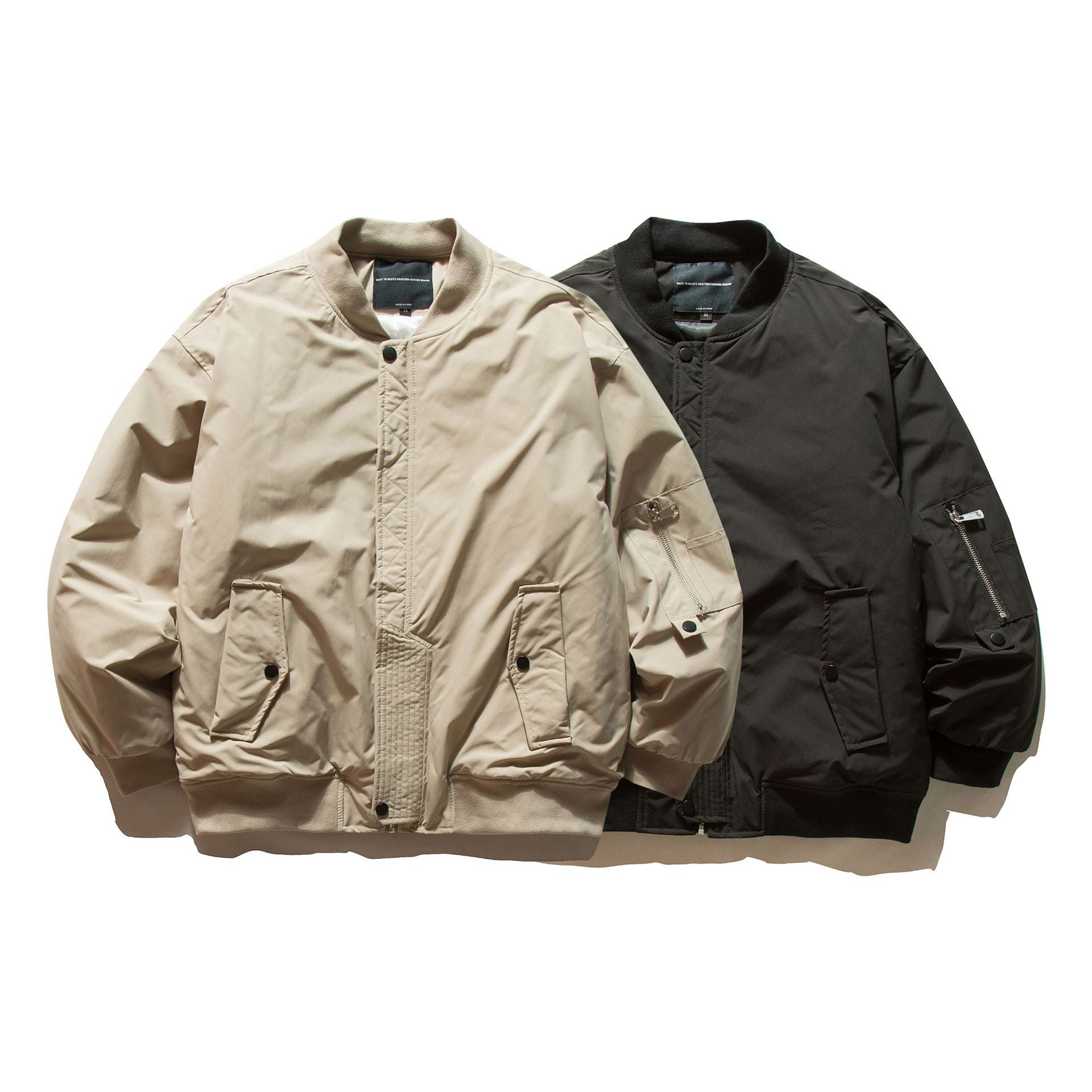 Men's Padded Bomber Jacket in MA-1 Style with Sleeve Utility Pocket Chichicherry