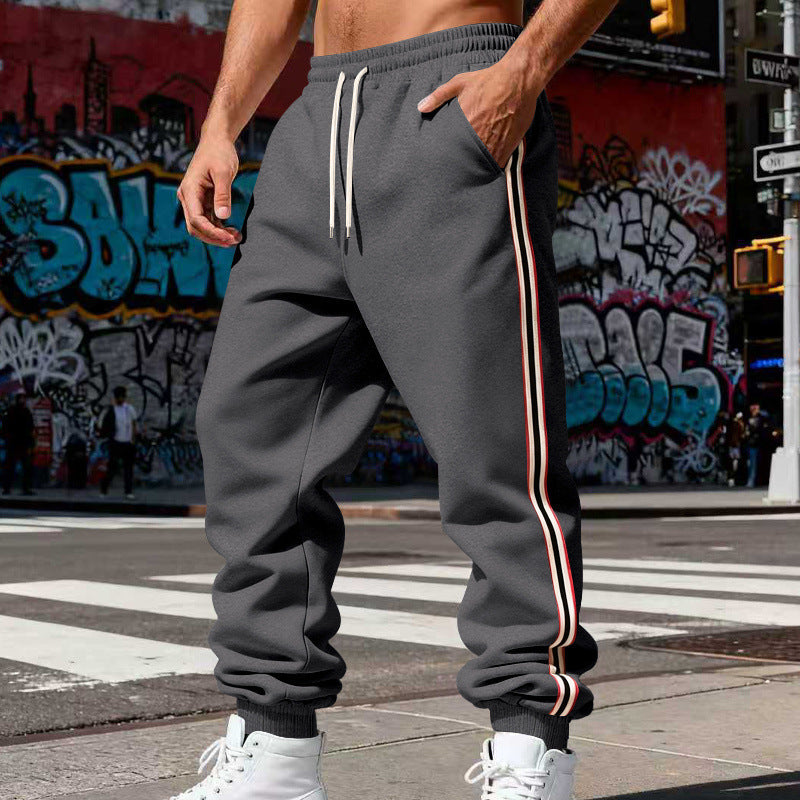 Men's Casual Jogging Pants with Side Contrast Stripes, Elastic Waistband and Cuffs Chichicherry