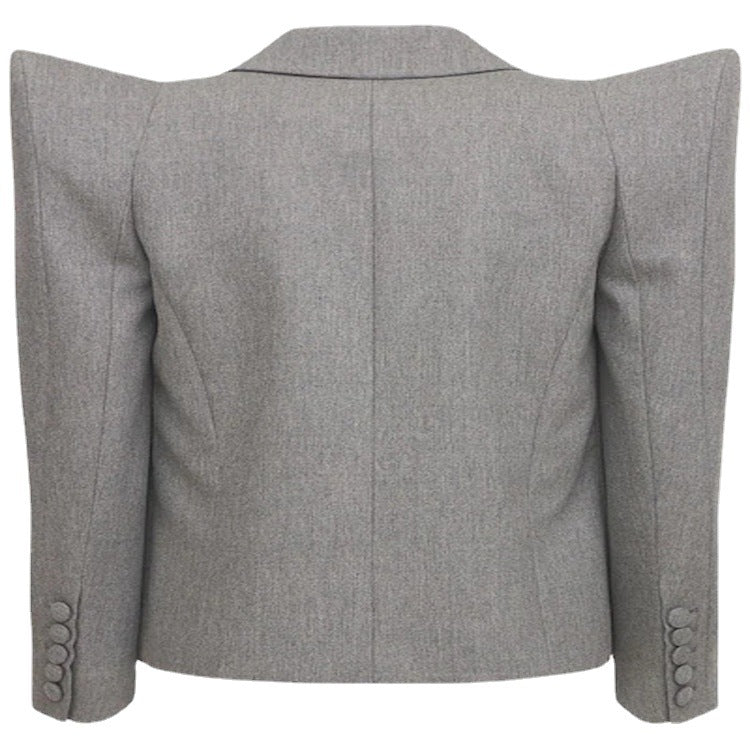 Women's Three-Piece Tailoring Set with Emphasized Shoulder Blazer, Top, and Bermuda Shorts Chichicherry