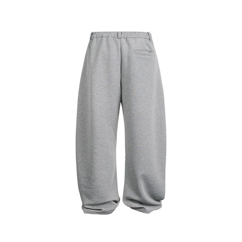 Women's Wide Cropped Sweatpants with Belt Loops, Pleats, and Balloon-Shaped Hem