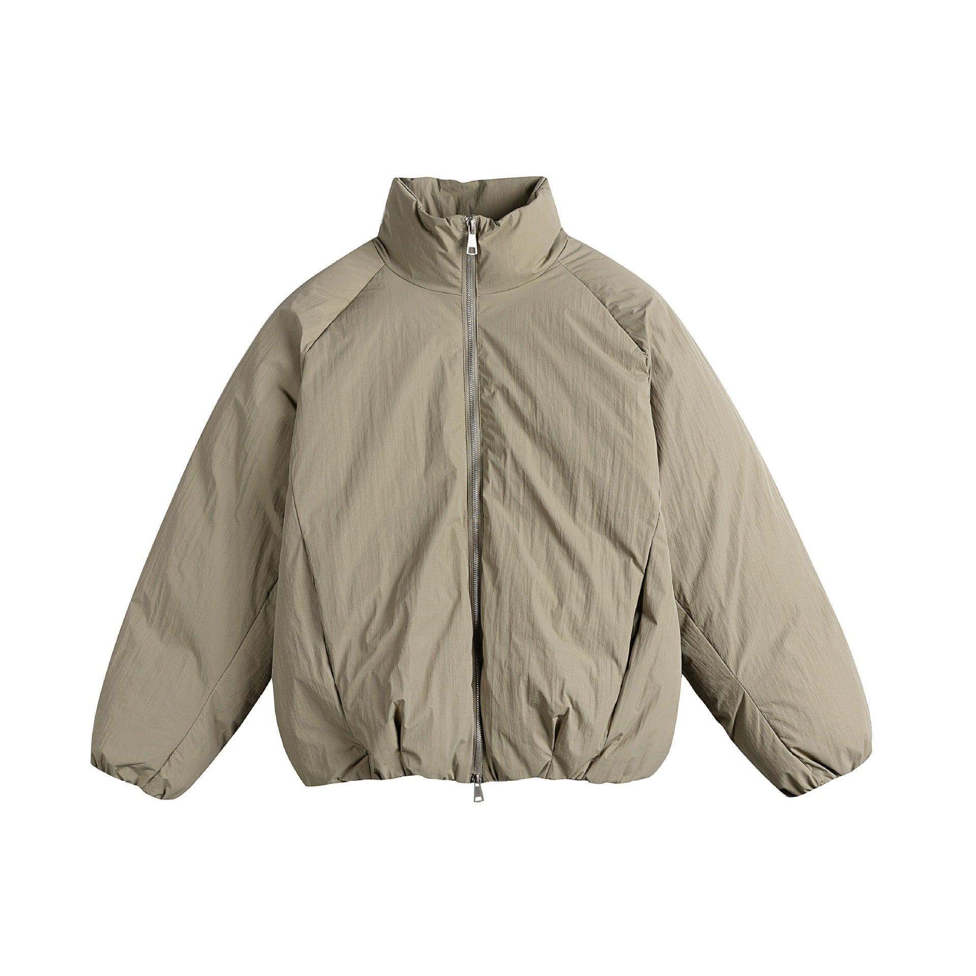 Unisex Oversized Padded Jacket with High Stand-Up Collar and Two-Way Zipper Chichicherry