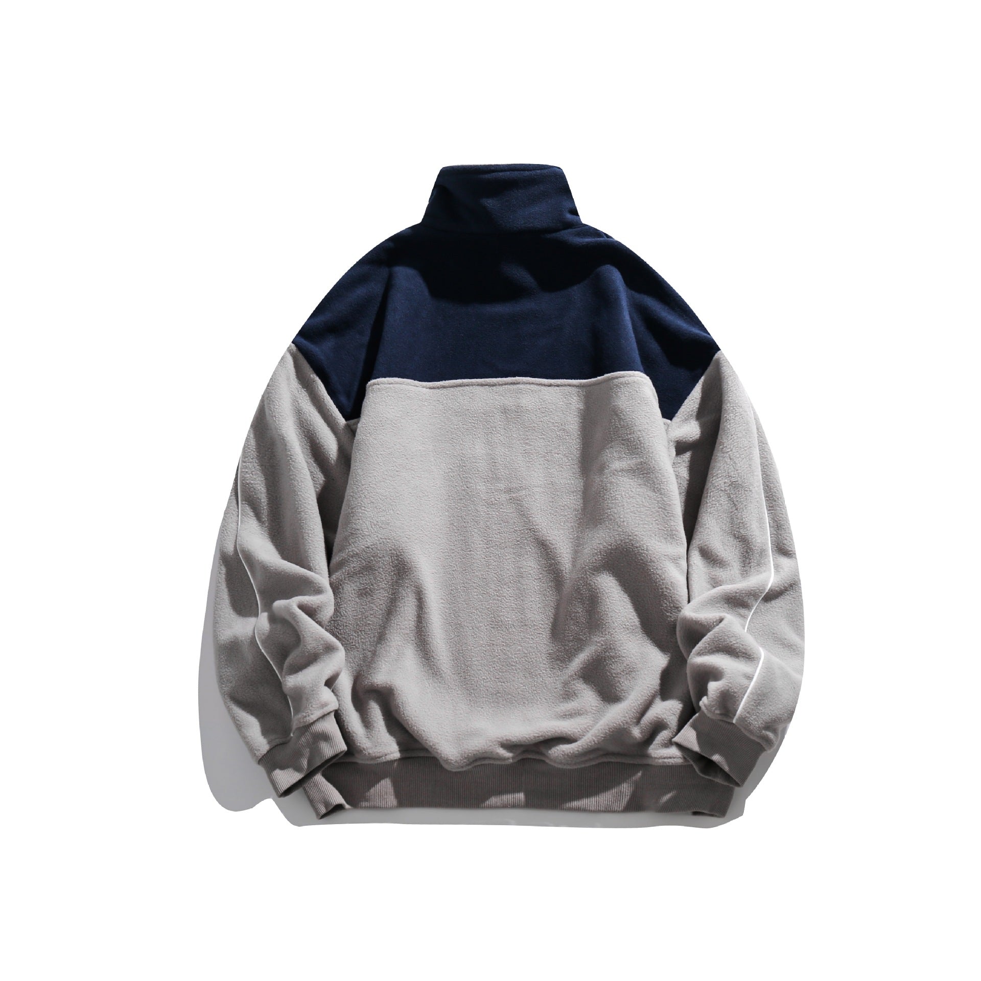 Unisex Fleece Half-Zip Pullover with High Collar, Raglan Sleeves and Contrast Panels Chichicherry