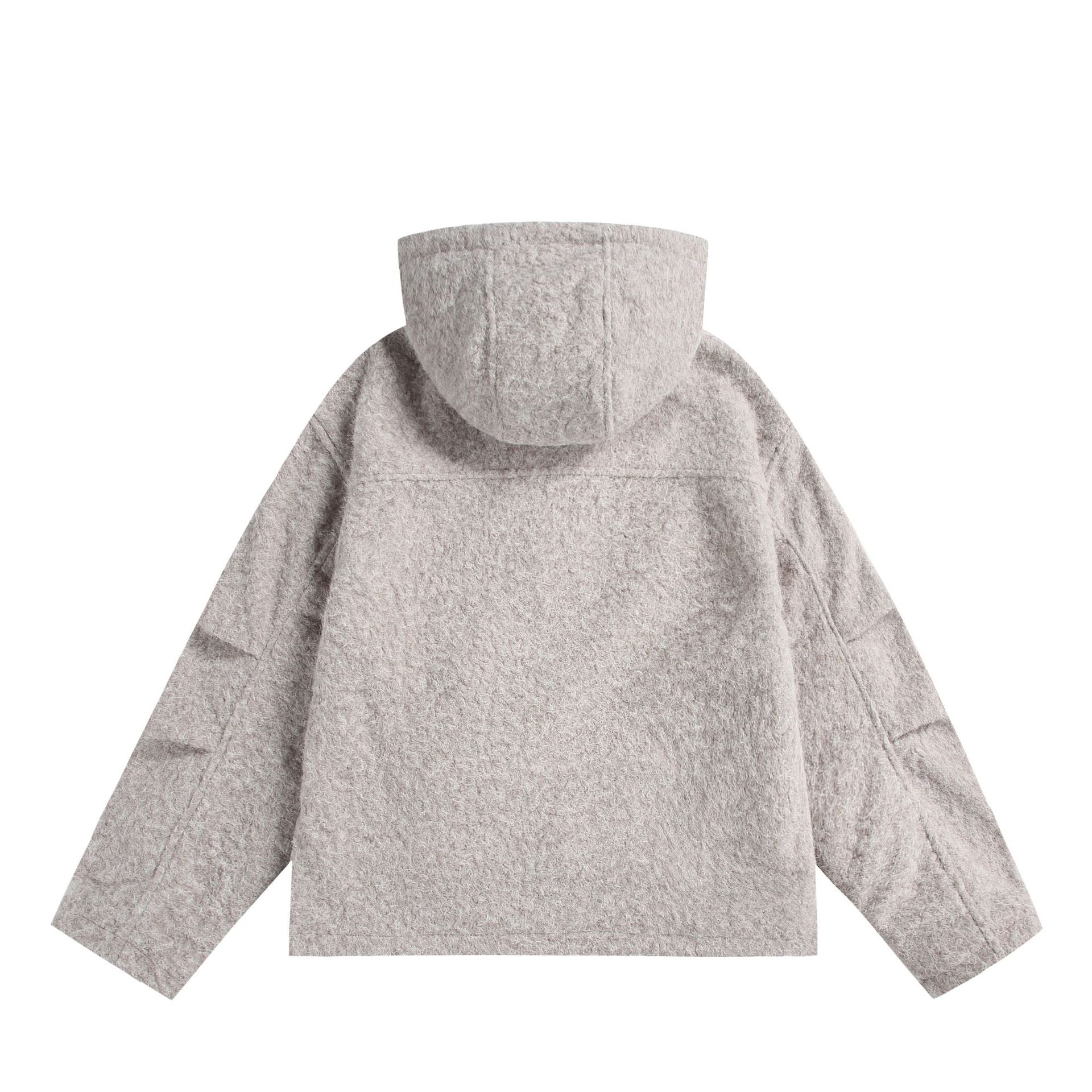 Women's hooded blouse made of wool blend with voluminous structure and zipper Chichicherry