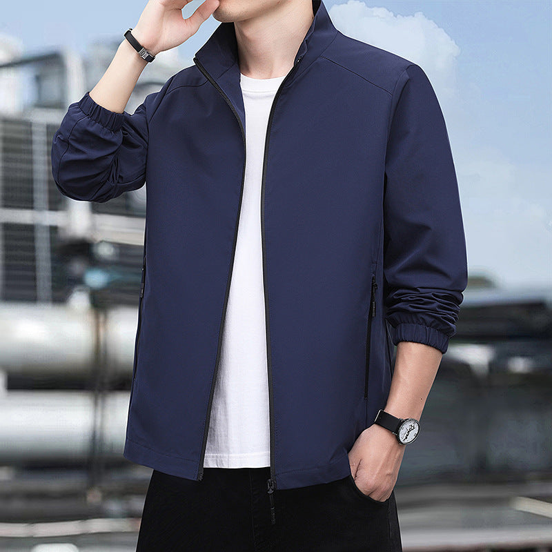 Men's Lightweight Softshell Jacket with Stand-up Collar, Full-Length Zipper and Elastic Cuffs Chichicherry