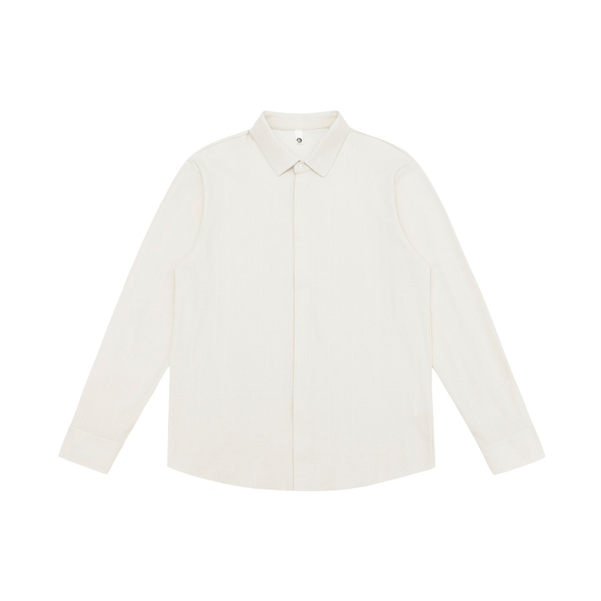 Men's Structured Knit Over-shirt with Concealed Button Placket and Ribbed Collar Chichicherry