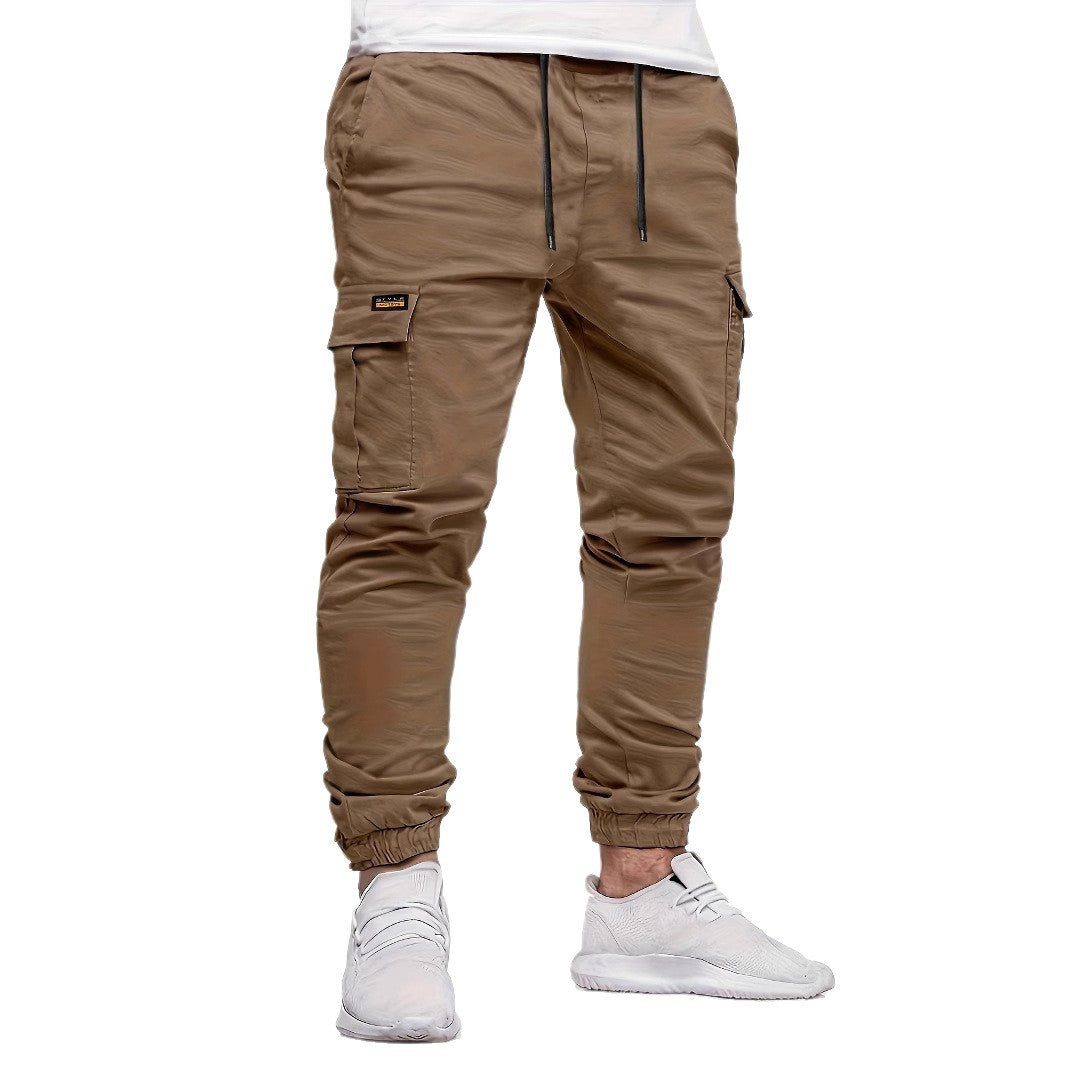 Men's Slim-Tapered Utility Cargo Pants in Jogger Style with Flap and Zipper Pockets Chichicherry