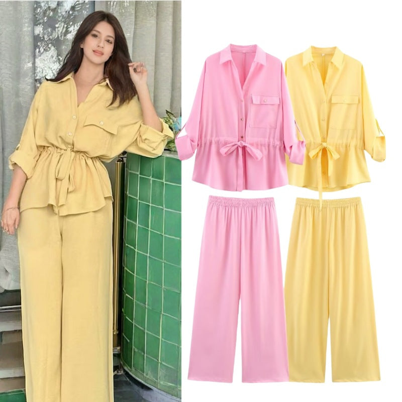 Ladies wide palazzo pants with elastic waistband and flowing leg width Chichicherry
