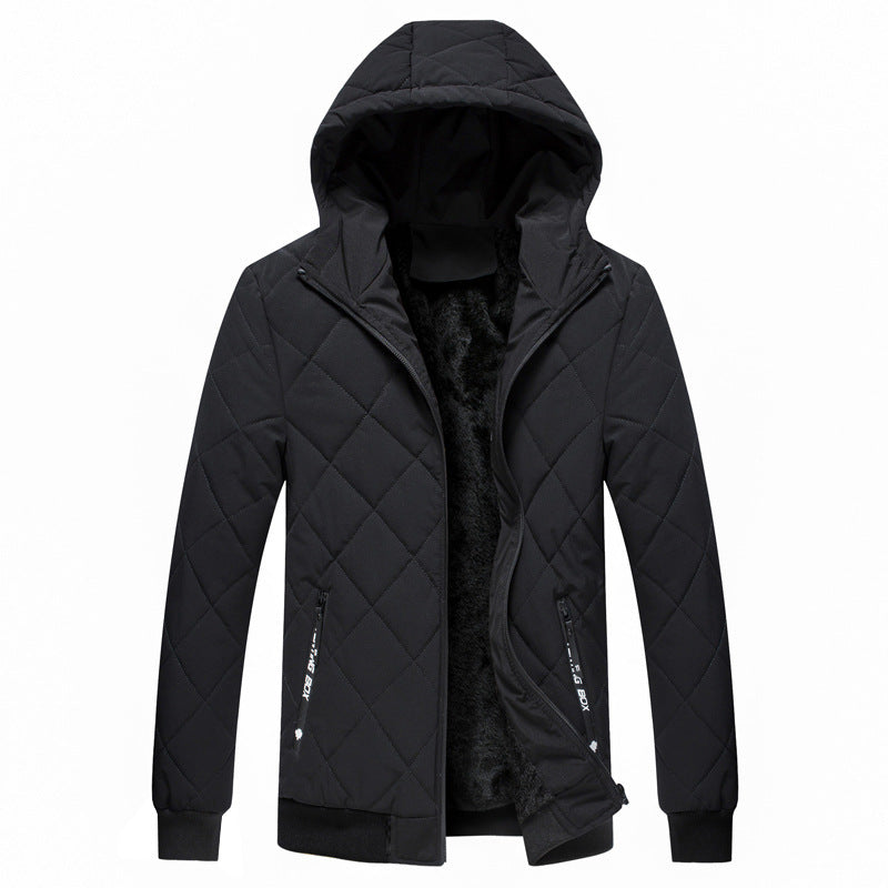 Men's quilted hooded jacket with light thermo insulation and ribbed cuffs Chichicherry