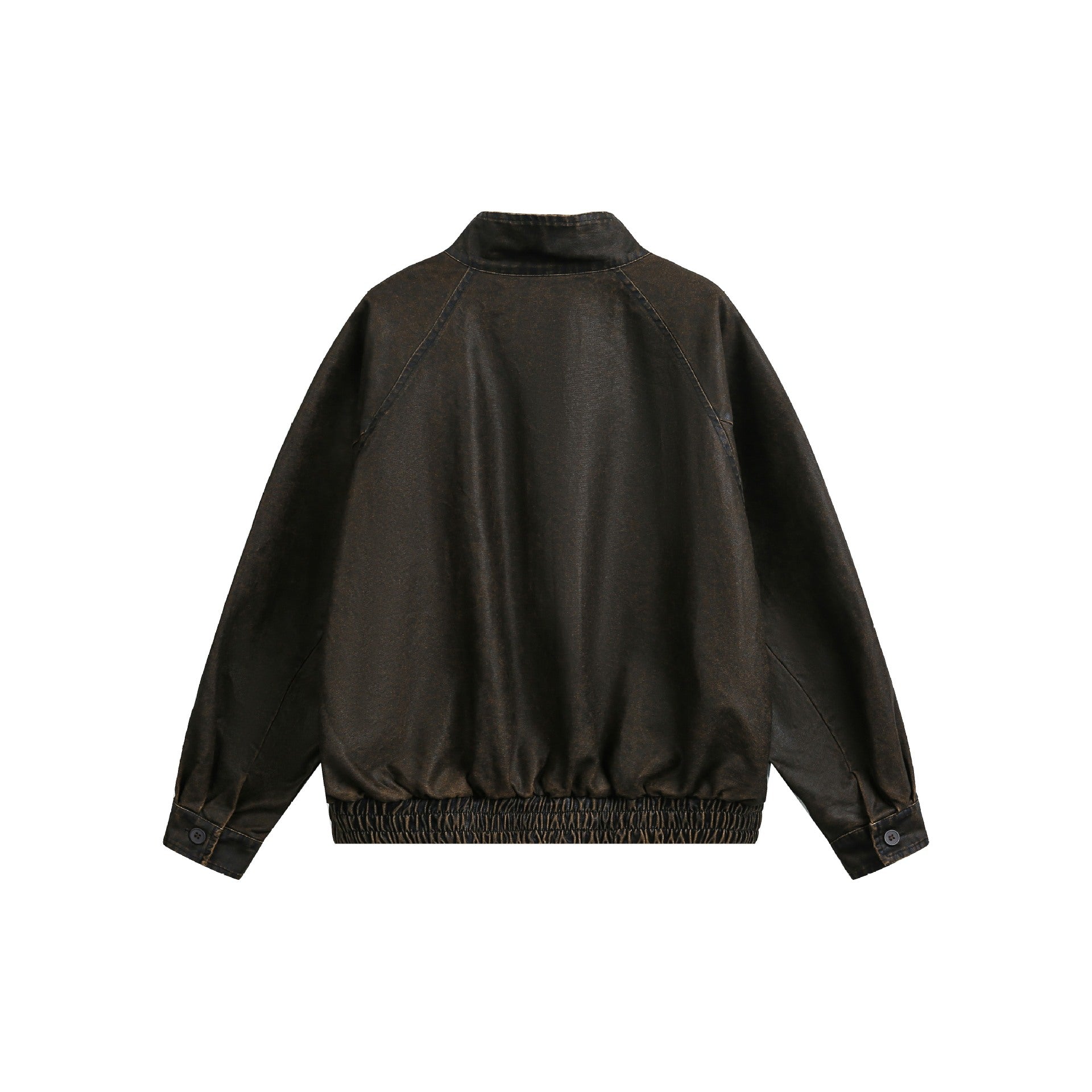 Men's short-cut vintage-inspired leather-look blouson with high stand-up collar Chichicherry