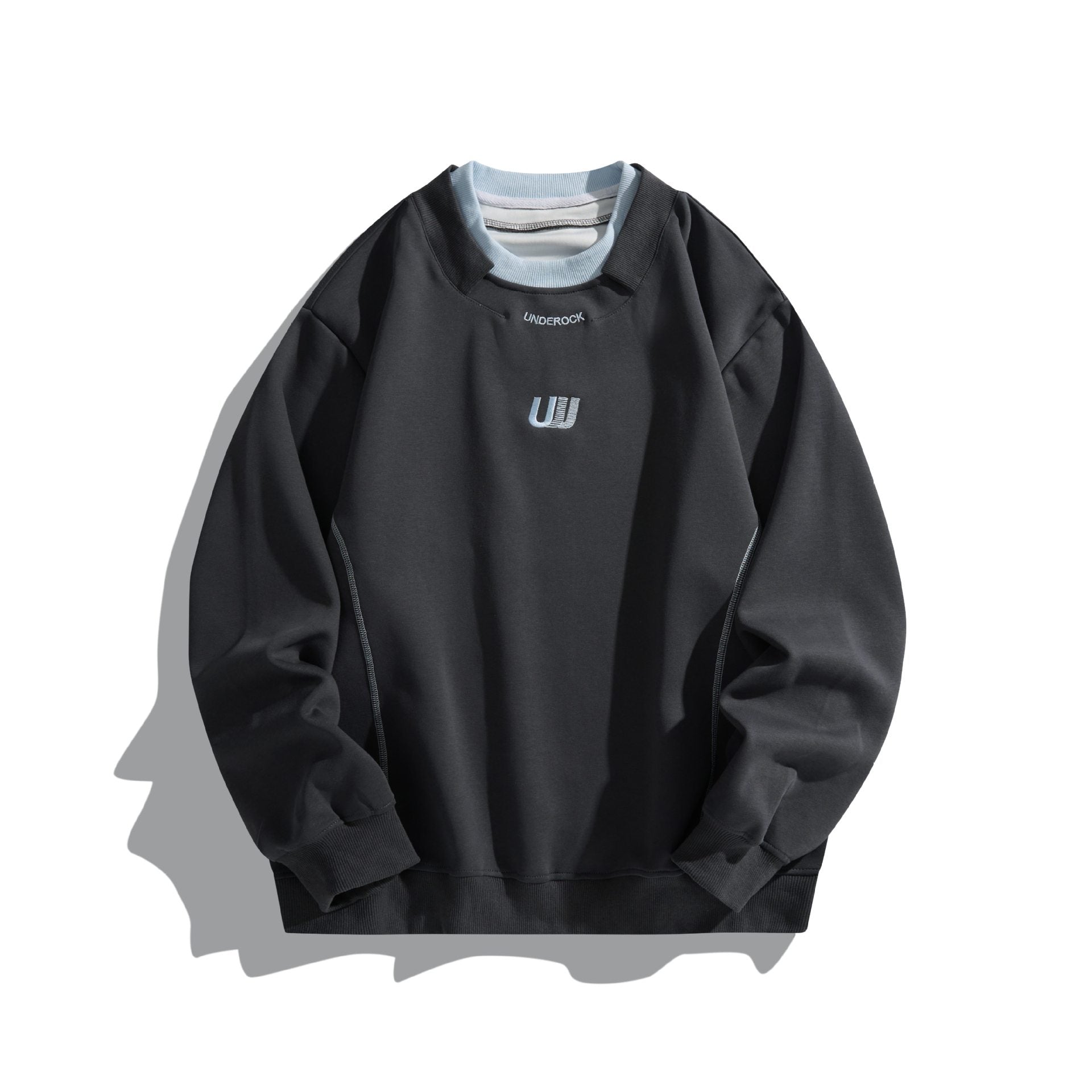 Unisex Loose Sweatshirt with Contrast Collar, Visible Flatlock Seams and Logo Embroidery Chichicherry