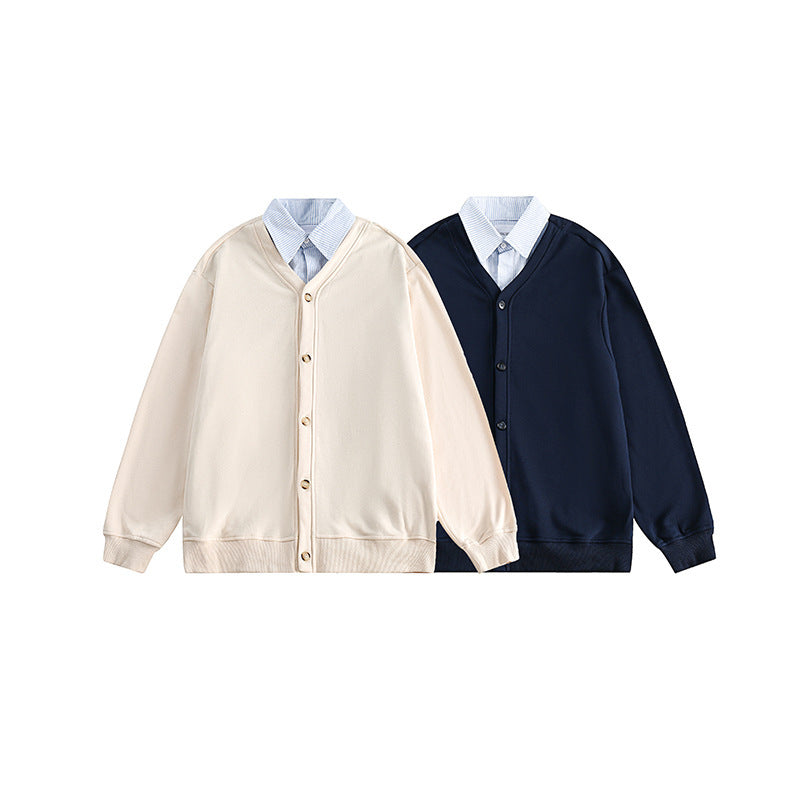 Men's oversized knit cardigan in sweatshirt style with V-neck and button placket Chichicherry