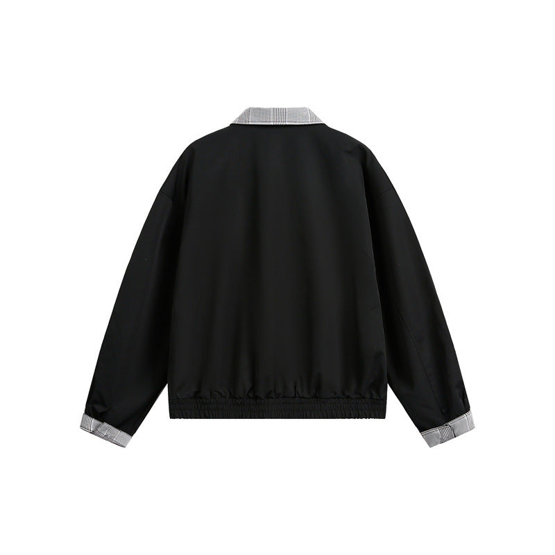 Men's lightweight transitional jacket with check collar, roll-up sleeves, and elastic hem Chichicherry