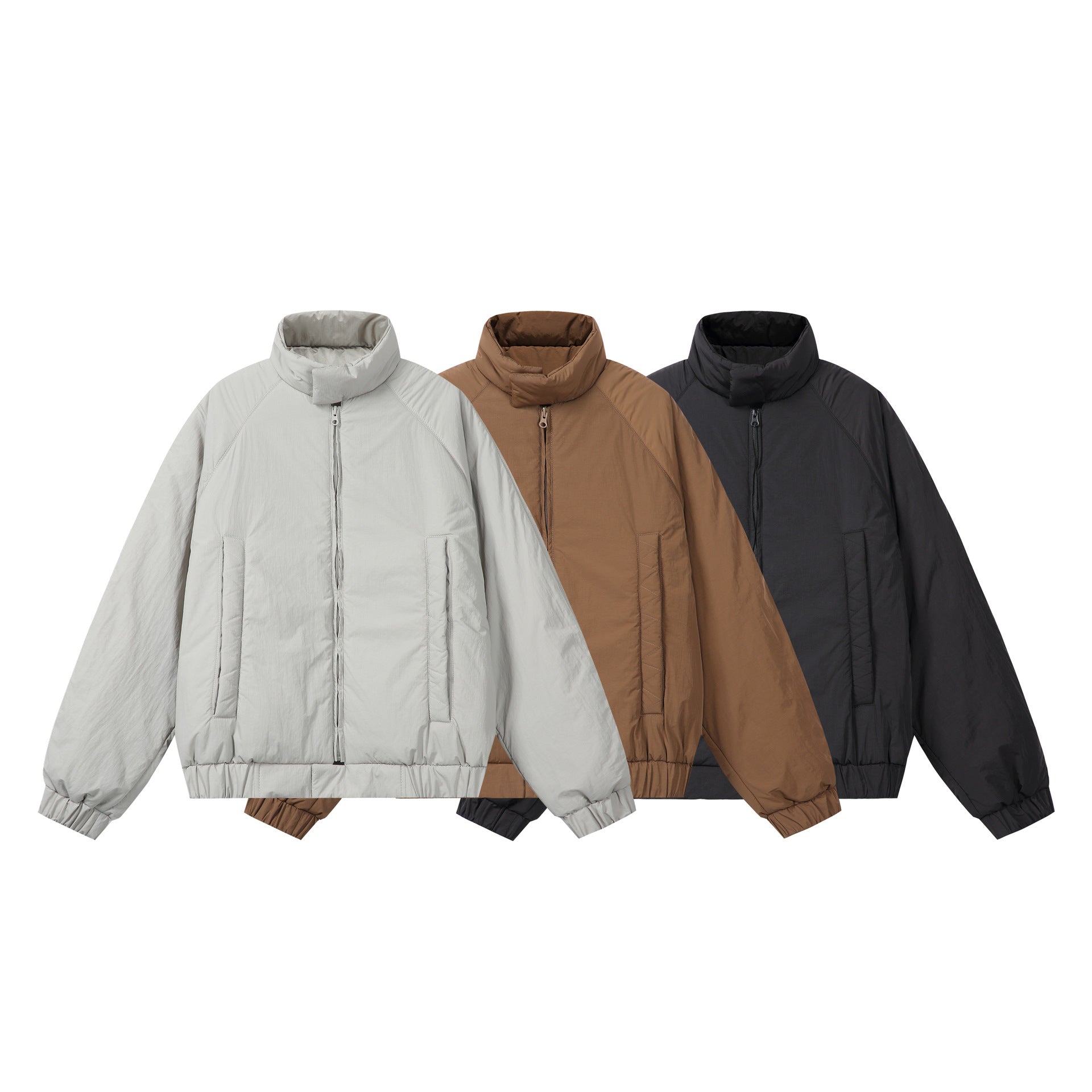 Unisex Boxy-padded Short Jacket with voluminous Funnel Collar Chichicherry