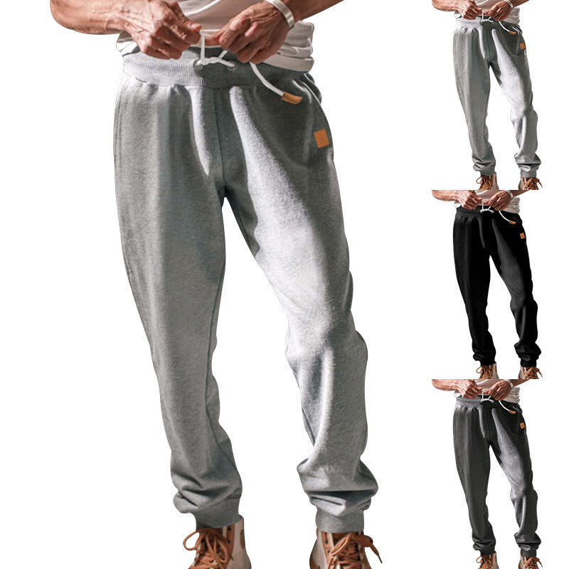 Men's Slim-Fit Jogging Pants with Elastic Waistband, Drawstring and Narrow Leg Cuff Chichicherry