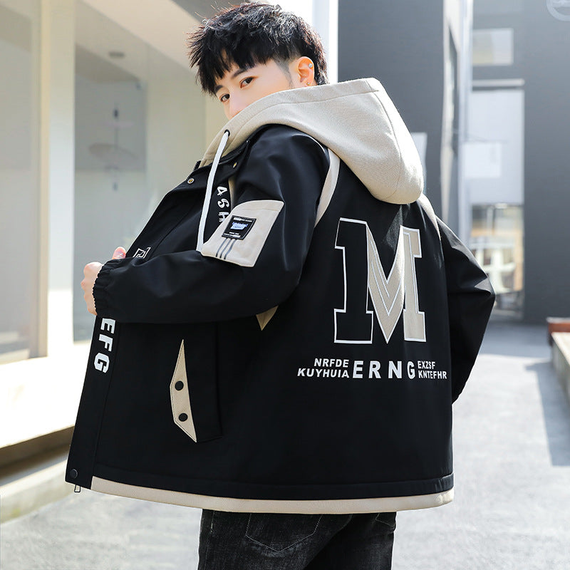 Herren Oversize-Windbreaker mit Kapuze, sportlichem Frontprint und Kontrastpanelen Chichicherry