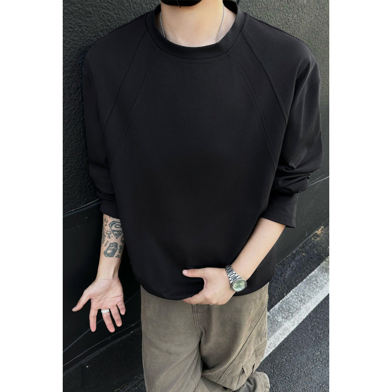 Men's Oversize Crew Neck Sweatshirt with Raglan Sleeves and Clean Minimal Design Chichicherry