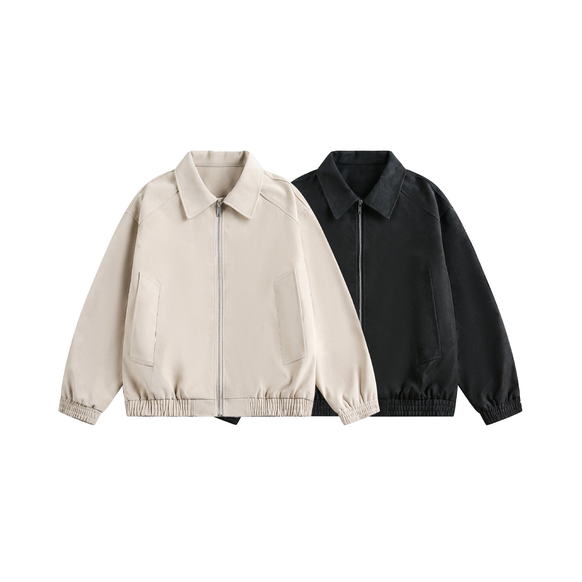 Women's short cut boxy transitional jacket with shirt collar and elastic hem Chichicherry