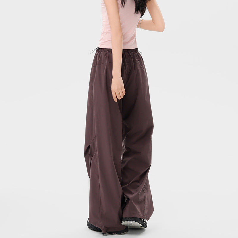 Women's wide technical cargo pants with drawstring waistband Chichicherry