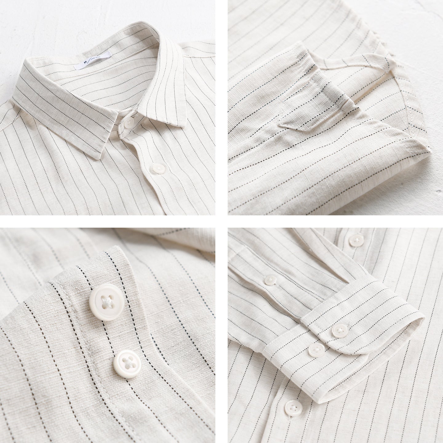 Men's Lightweight Pinstripe Overshirt made of Linen-Cotton Blend Chichicherry