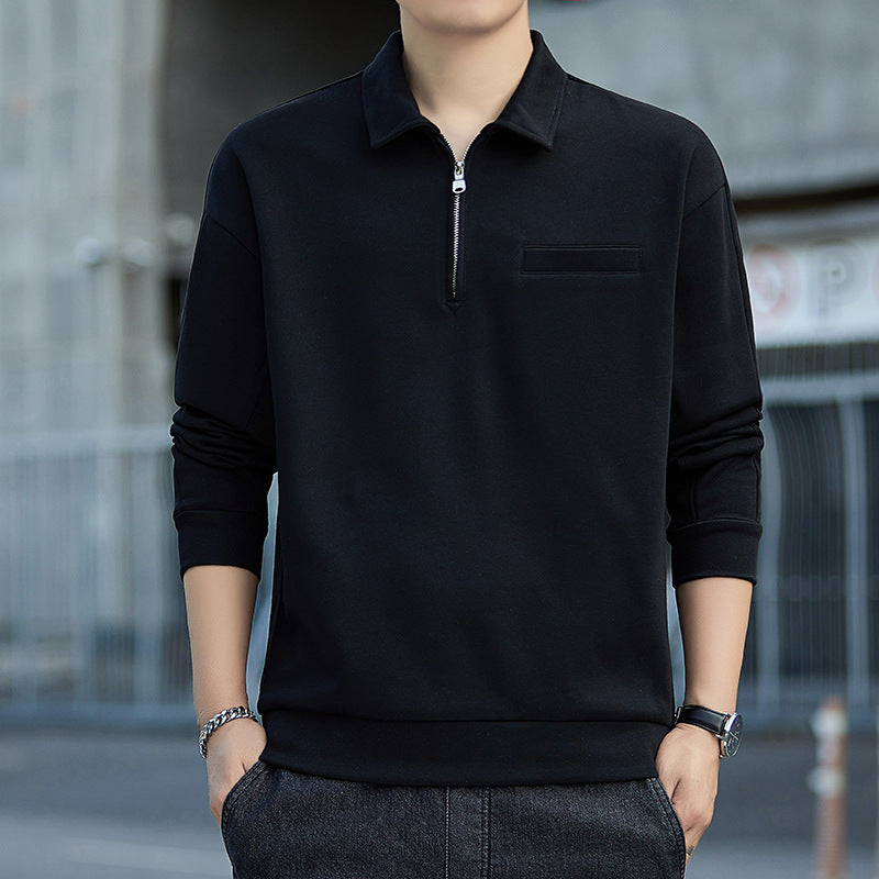 Men's Half-Zip Sweatshirt with Polo Collar and Chest Pocket Chichicherry