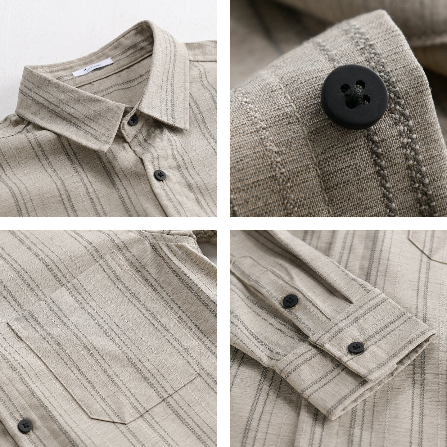 Men's Relaxed-Stripe Shirt Jacket made of fine cotton twill with patch chest pocket Chichicherry