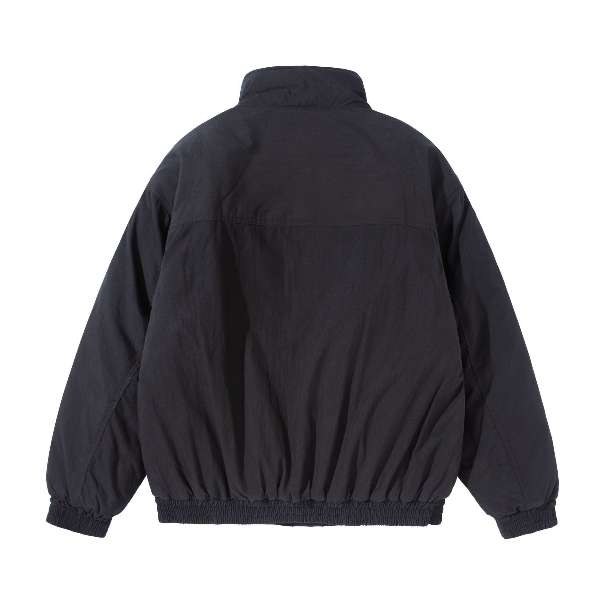 Unisex Short-cut quilted boxy blouson jacket with high stand-up collar and utility flap pockets Chichicherry