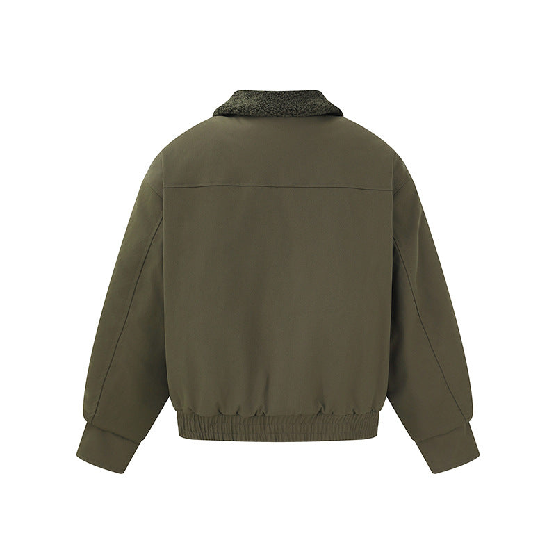 Women's short-cut boxy blouson with teddy collar and shoulder tabs Chichicherry