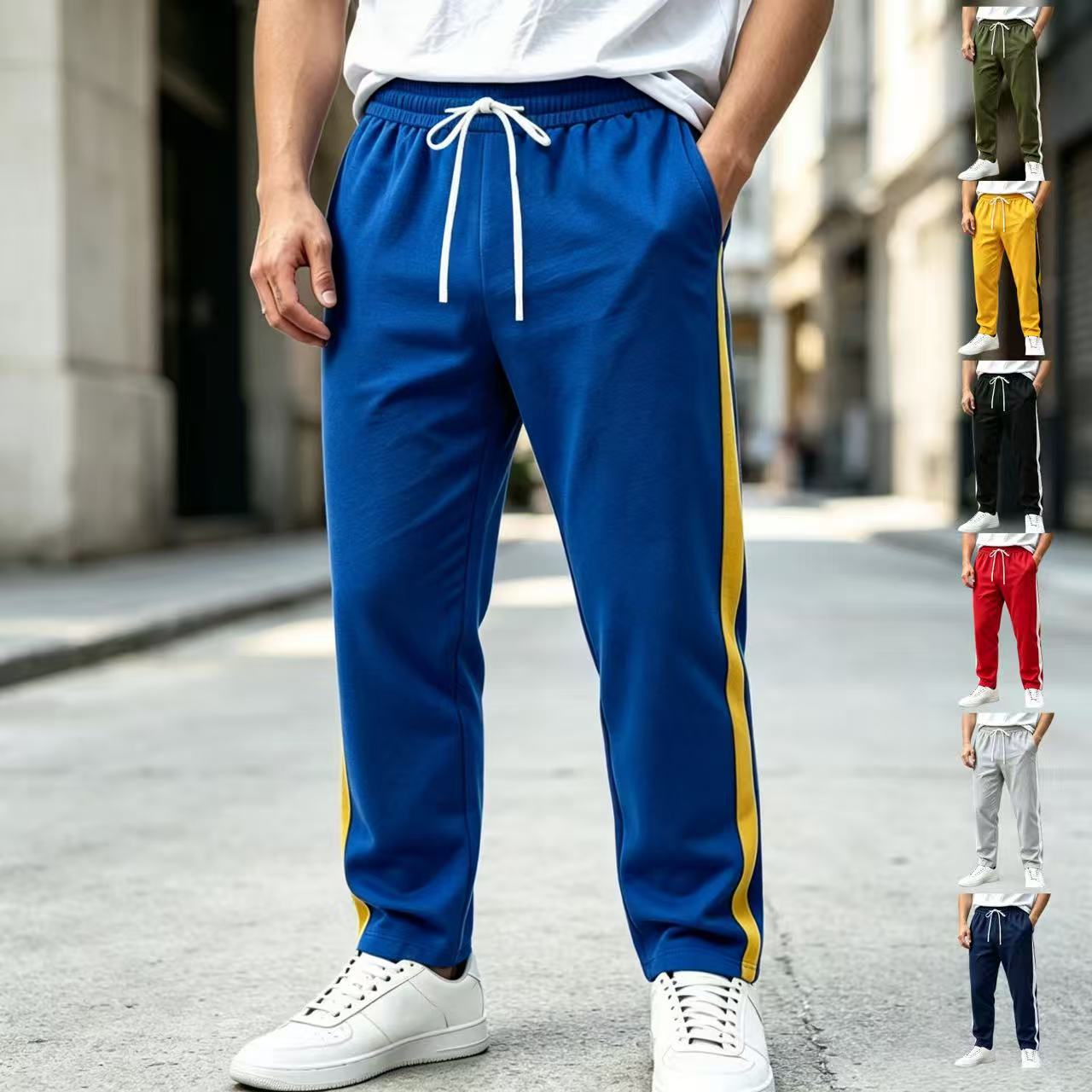 Men's jogging pants with side contrast stripe, elastic waistband and drawstring Chichicherry