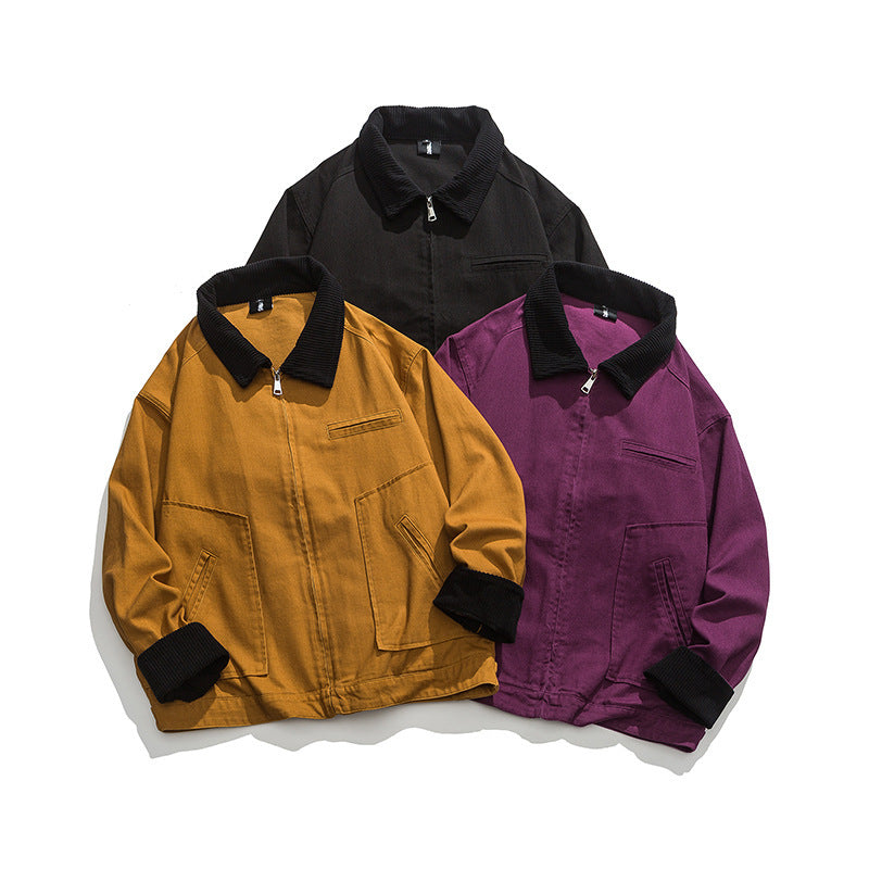Unisex Boxy-Workwear-Jacket made of canvas with cord collar, zipper and applied flap pockets Chichicherry