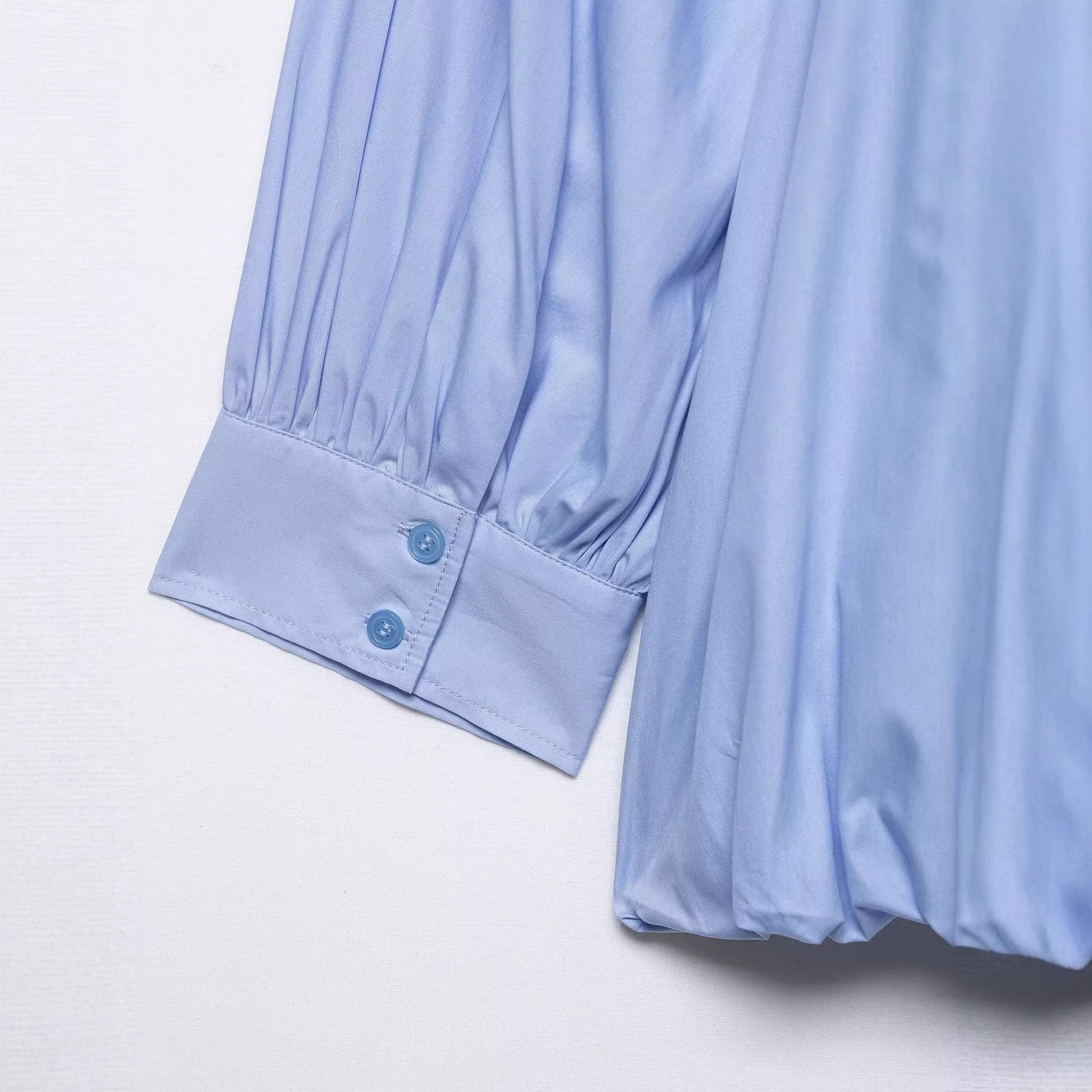 Women's Oversize Shirt Blouse with Pleats, Balloon Sleeves and Ruffled Hem Chichicherry