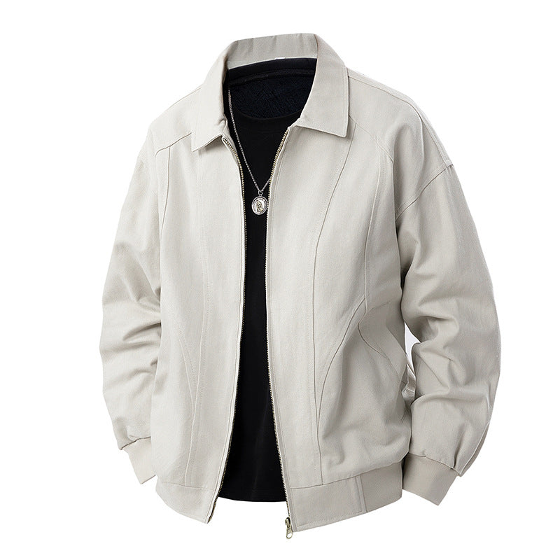 Men's Modern Blouson with Shirt Collar, Two-Way Zipper and Subtle Division Seam Chichicherry