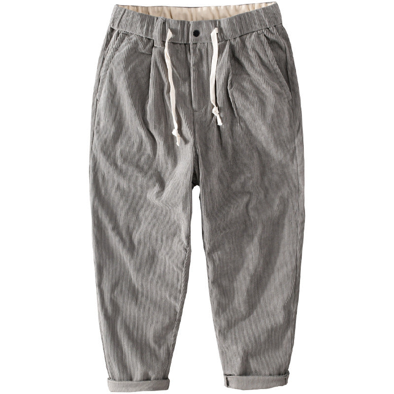 Men's cord pants in relaxed tapered with drawstring waistband and cuff Chichicherry