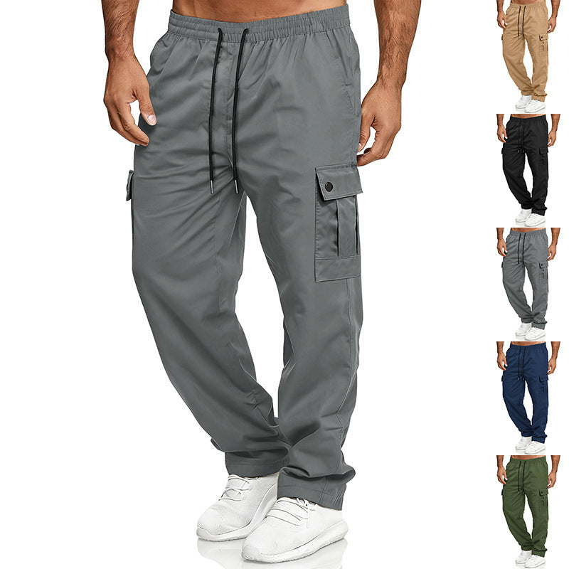 Men's cargo leisure pants with elastic waistband, drawstring, and flap pockets Chichicherry