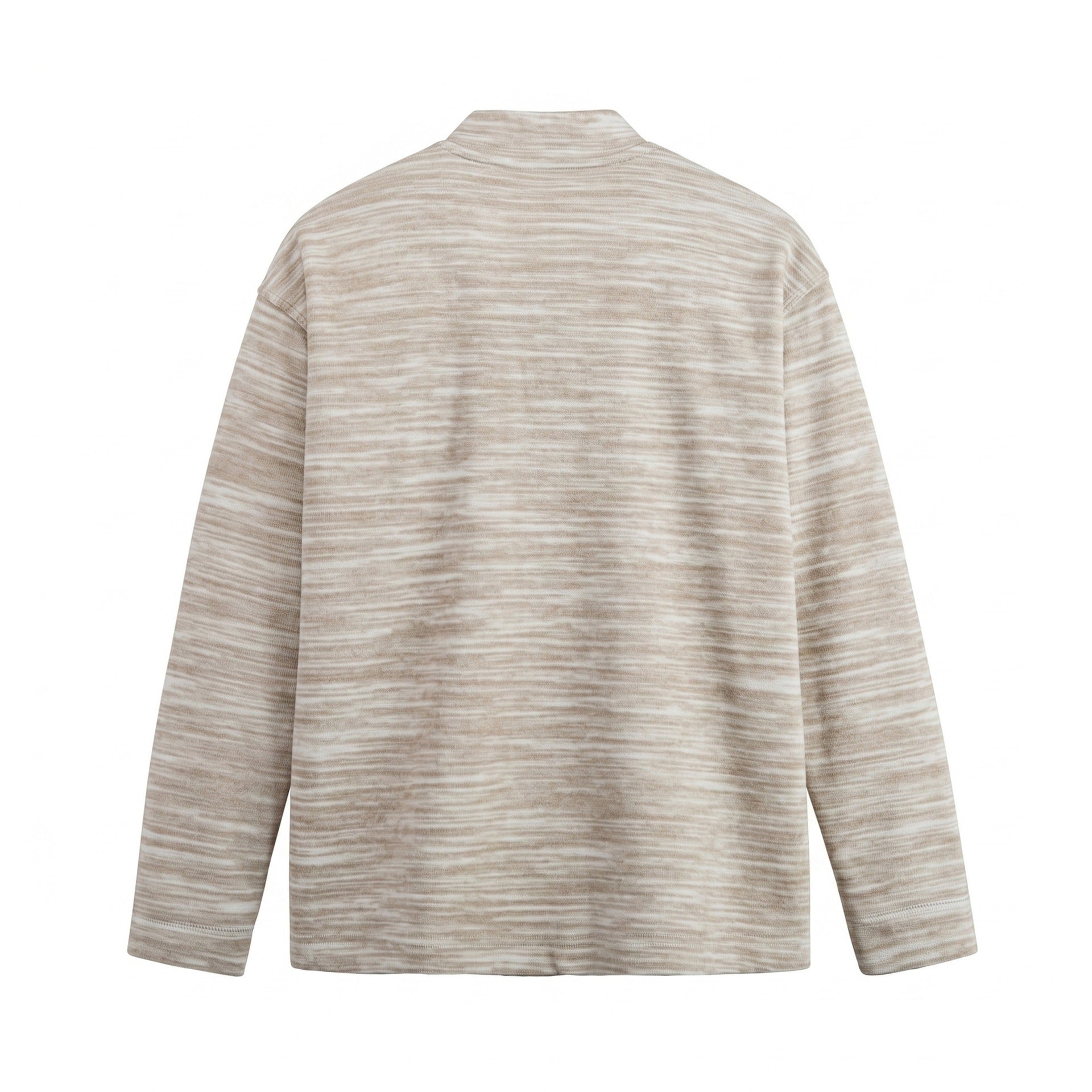 Men's Structured Henley Knit Sweater with Stand-Up Collar and Mélange Texture Chichicherry