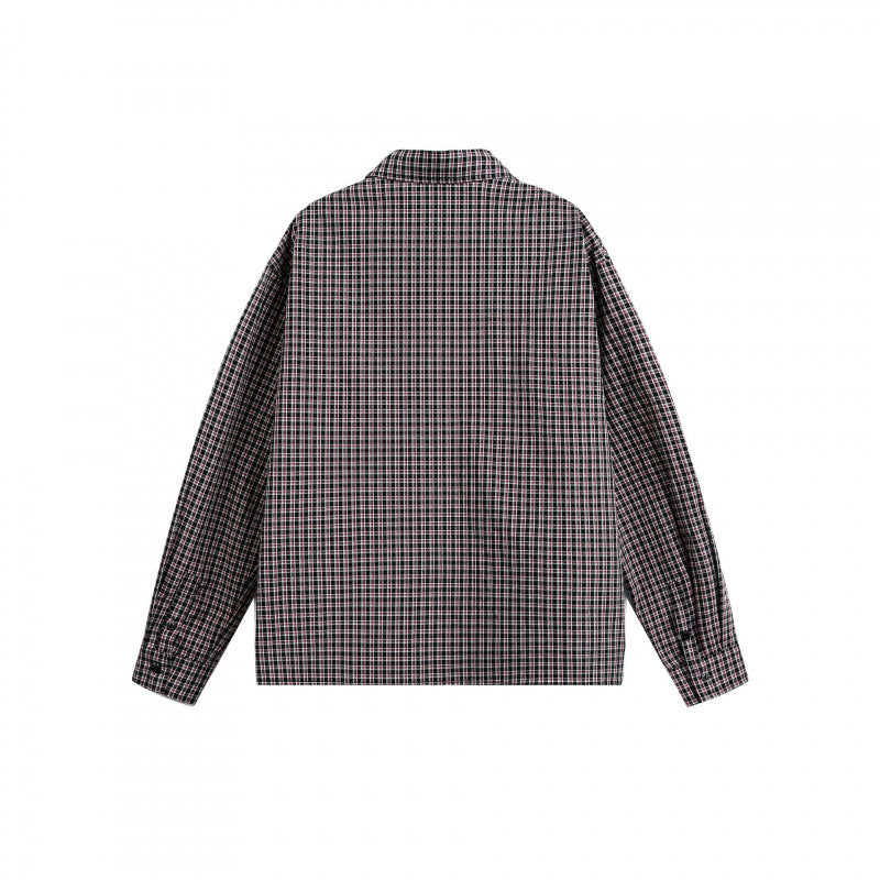 Men's Boxy Overshirt in a fine check pattern with a continuous button placket and a patch chest pocket Chichicherry