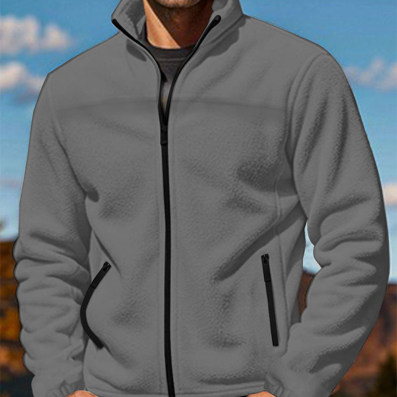 Men's fleece transitional jacket with stand-up collar, full zipper and zippered pockets Chichicherry