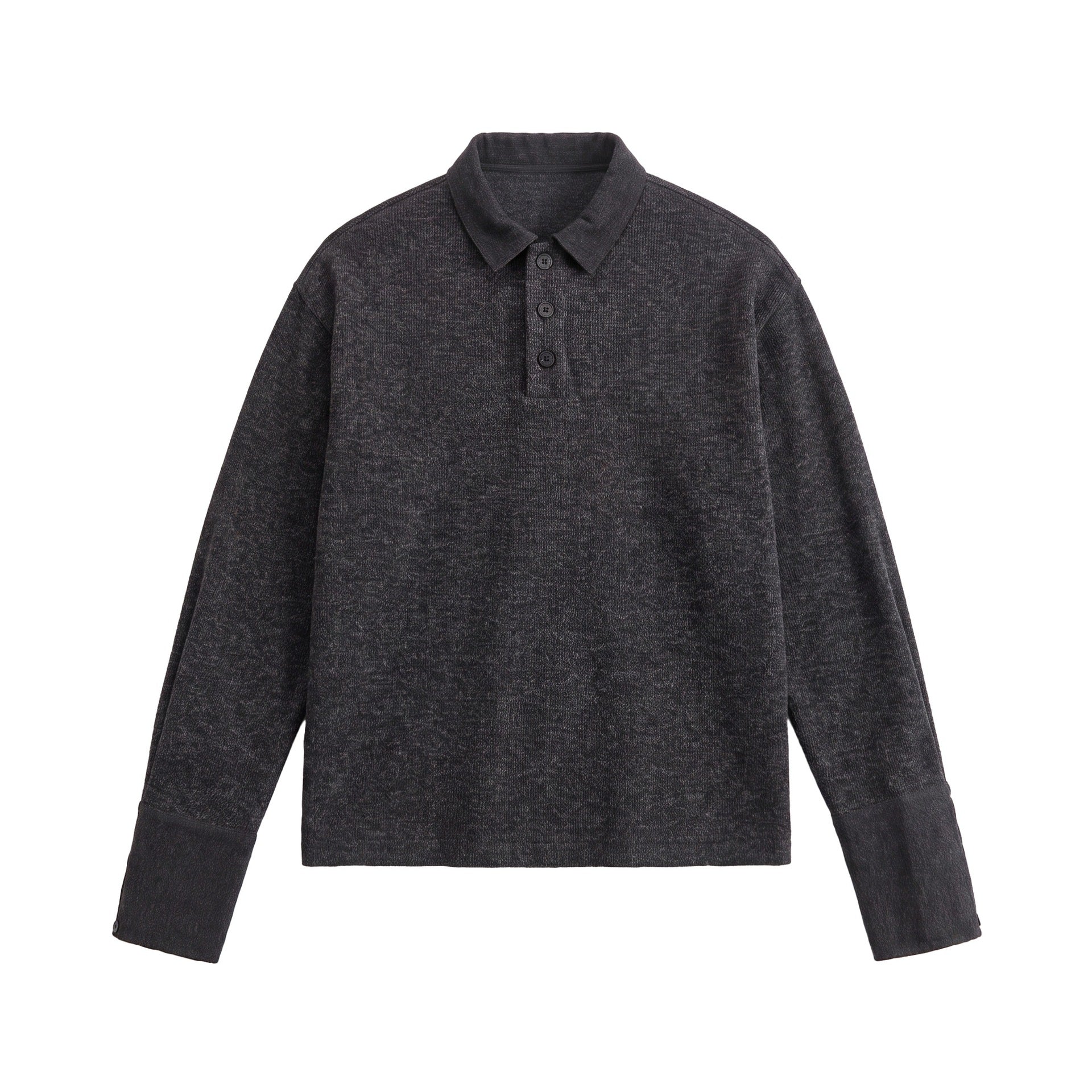 Unisex Boxy Polo Sweatshirt with Contrast Collar and Extended Cuff Sleeves Chichicherry