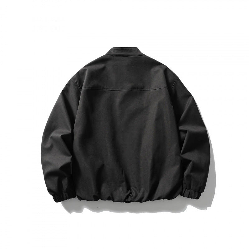 Unisex Oversize lightweight bomber jacket with stand-up collar, zipper, and elastic hem Chichicherry
