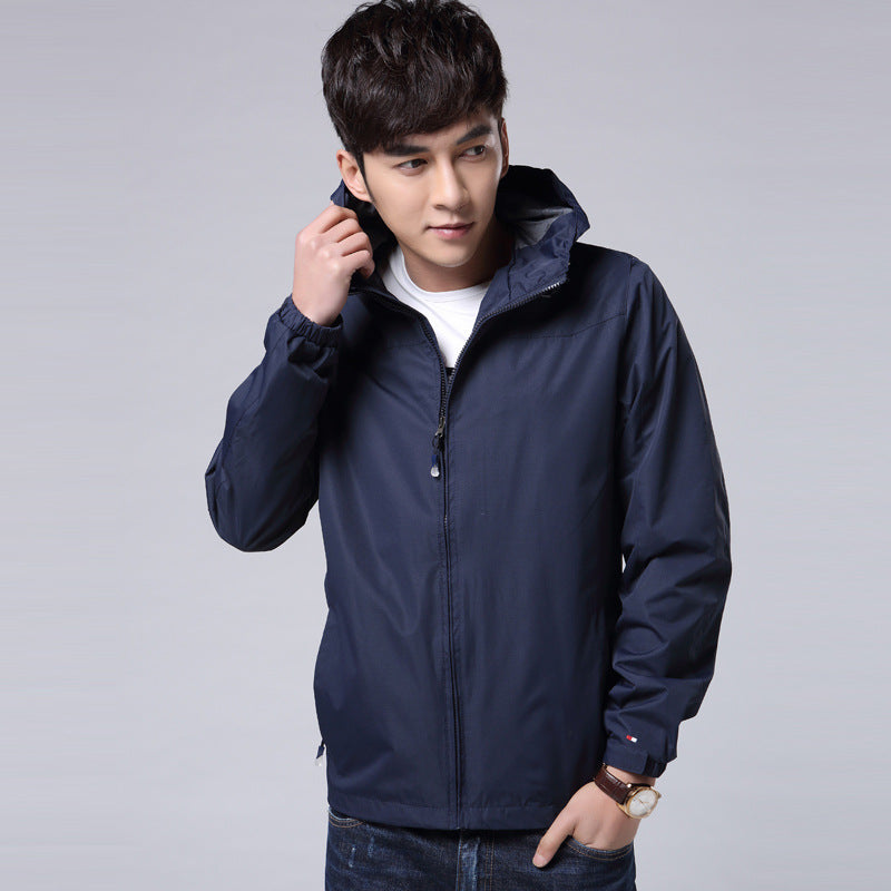 Men's lightweight windproof hooded jacket made of functional nylon with concealed zipper Chichicherry