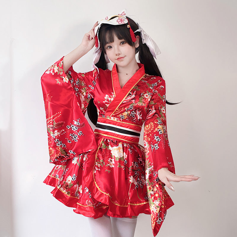 Women’s Kimono Dress with Elegant Sash and Wide Sleeve Chichicherry