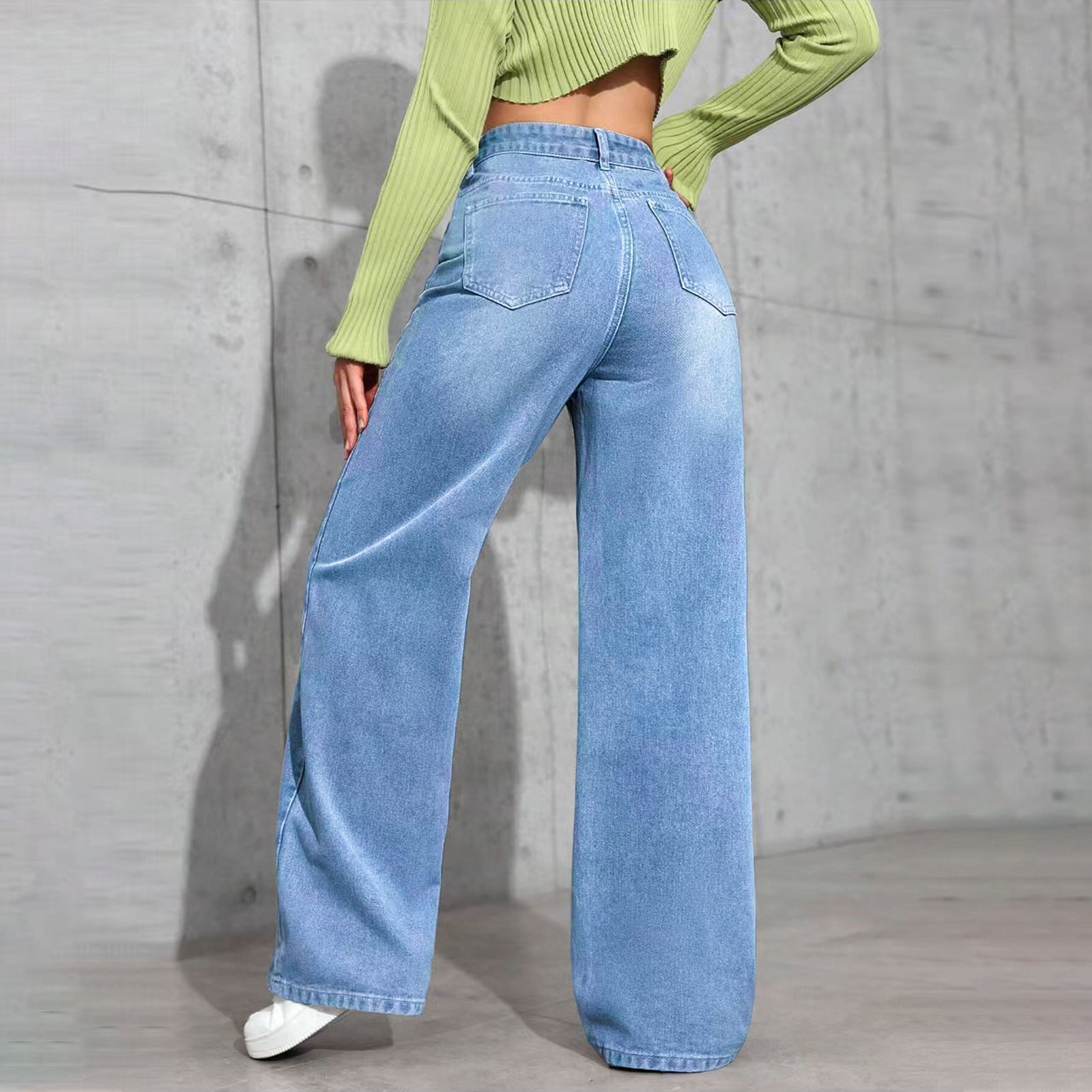Women High-Waist Palazzo Jeans with extra wide leg and soft pleats Chichicherry