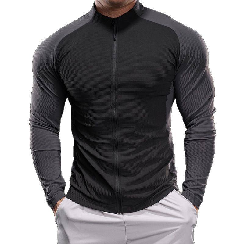 Men's compression training shirt with stand-up collar, full zip and raglan sleeves Chichicherry