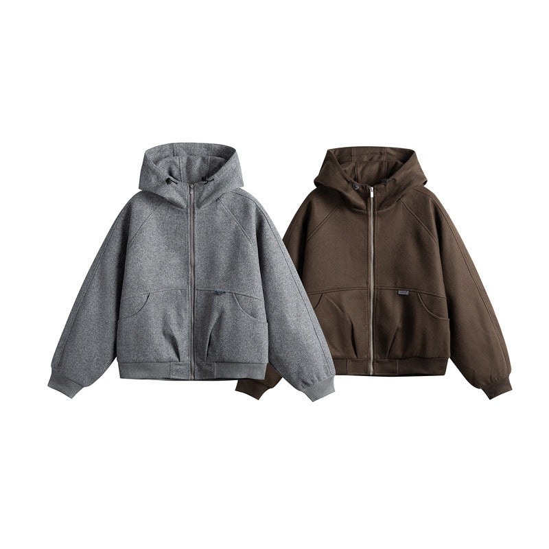 Unisex Oversize Hooded Sweatshirt made of Wool Blend with Zipper and Kangaroo Pockets Chichicherry