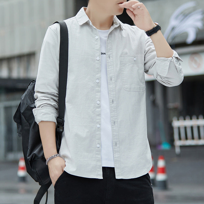 Men's Casual Oxford Shirt with Chest Pocket and Kent Collar Chichicherry