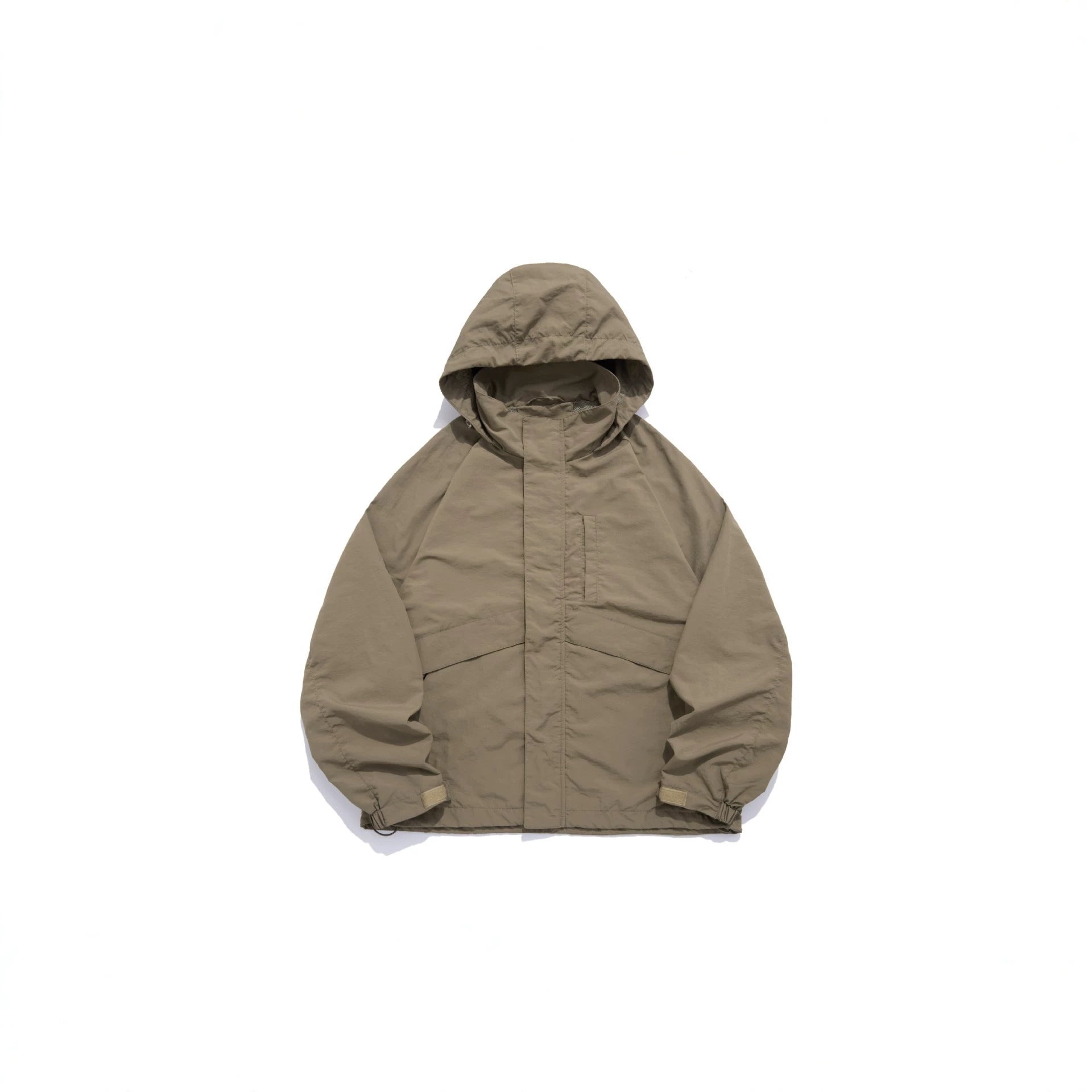 Unisex Wide water-repellent hooded parka with concealed zipper flap and flap pockets Chichicherry