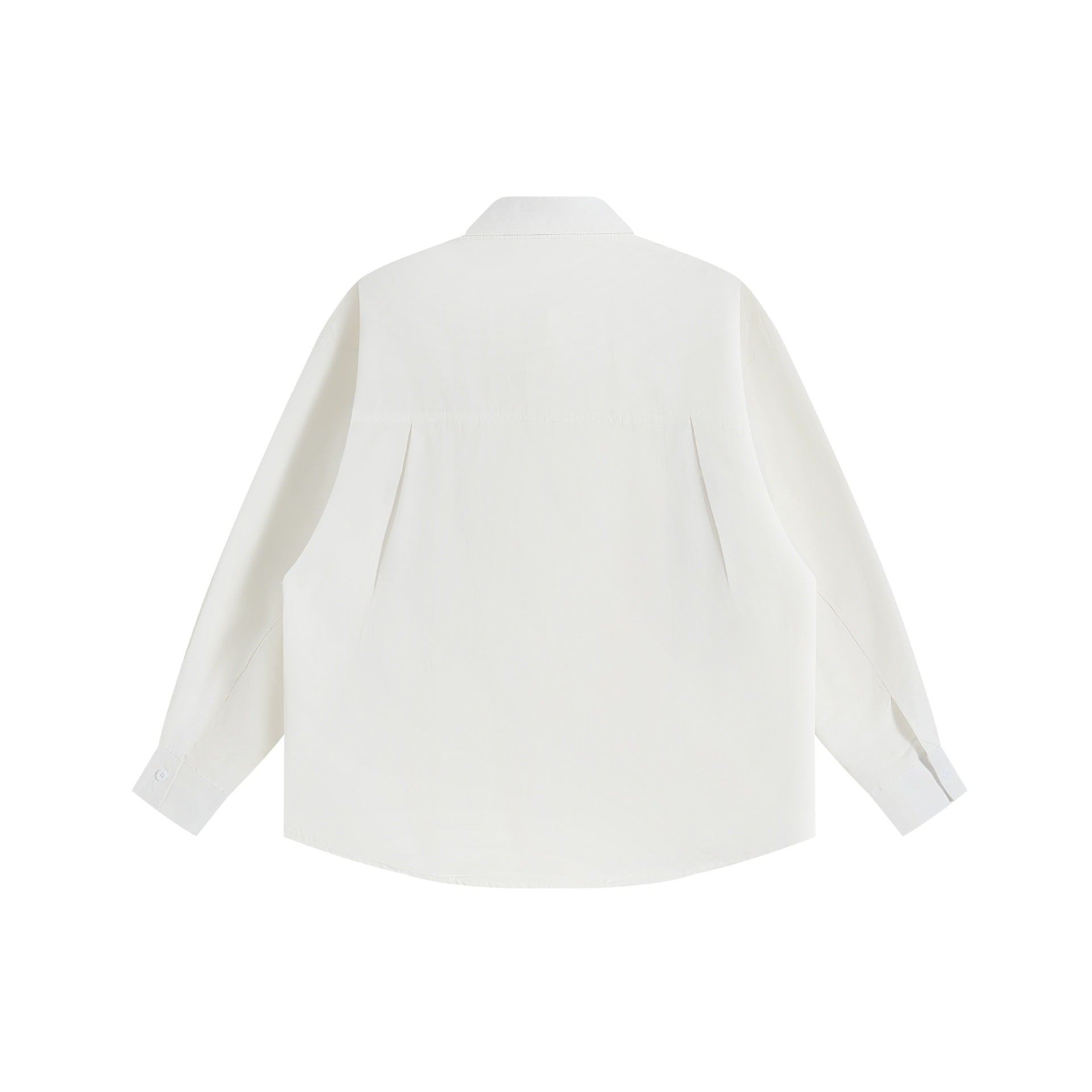 Unisex Loose Button-Down Shirt with vintage-inspired emblem patches and pocket Chichicherry
